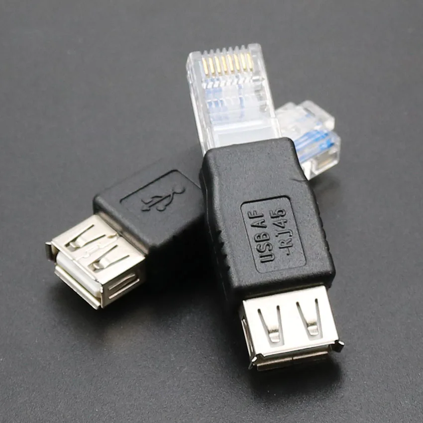 ChengHaoRan USB 2.0 Female to RJ45 Male Adapter Transfer Cable Crystal Head RJ45 Network Cable Connector USB AF/8P RJ45