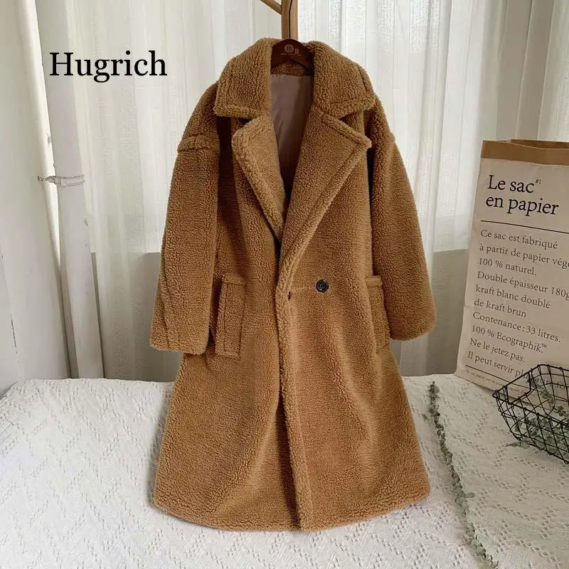 Pink Long Teddy Bear Women Winter 2020 Thick Warm Oversized Chunky Outerwear Overcoat Women Faux Lambswool Fur Coats
