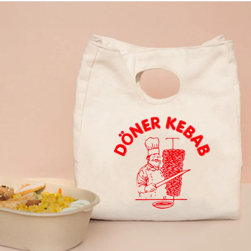 Doner Kebab Graphic printed Fresh Cooler Bags Portable Insulated Thermal Lunch Bags For Women picnic Bento Box Totes Food pouch