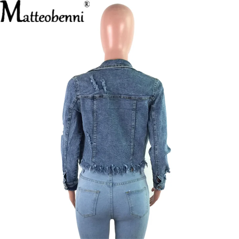 Niebieskie przycięte kurtki jeansowe damskie 2021 z długim rękawem z kieszeniami zapinane na guziki płaszcz w stylu Vintage odzież Streetwear na jesień i zimę zgrywanie Jean znosić