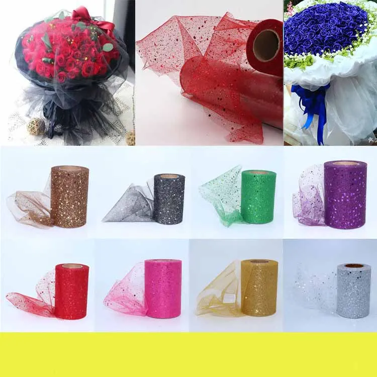 Rainbow Gradient Yarn Roll 5cm*25 Yard Symphony Gradient Tulle DIY Craft Skirt Material Yarn Family Wedding Decoration