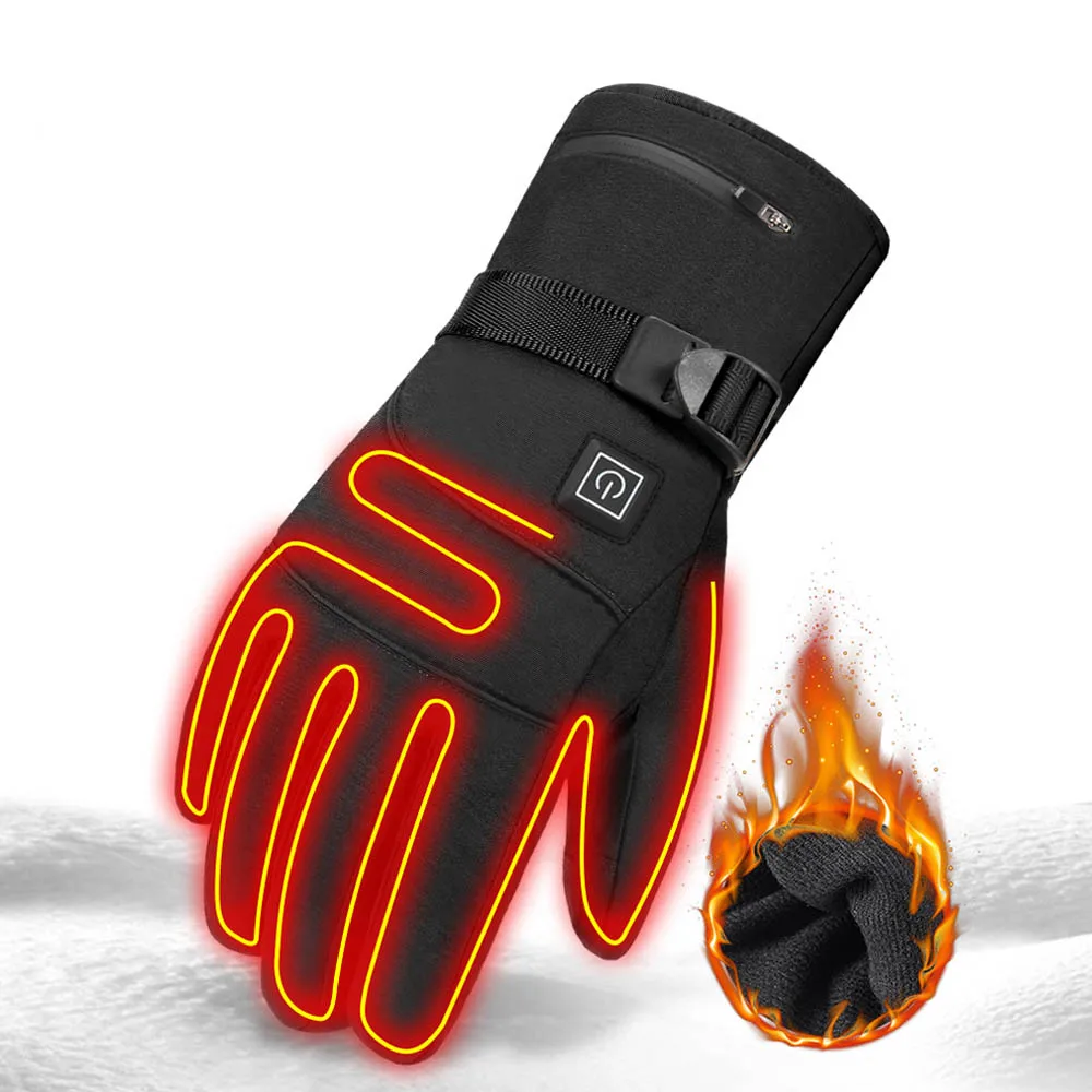 Winter Moto Cycling Electric Heated Gloves Touch Screen Rechargeable Heating Thermal Gloves Mountain Bike Motocross Gloves