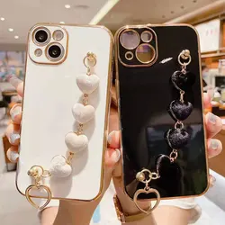 Luxury Heart Bracelet Chain Soft Case For Huawei Nova 8i 7i 8 9 5T 3i 3 4 P50 P20 P30 P40 Lite Pro Wristband phone Cover Fundas