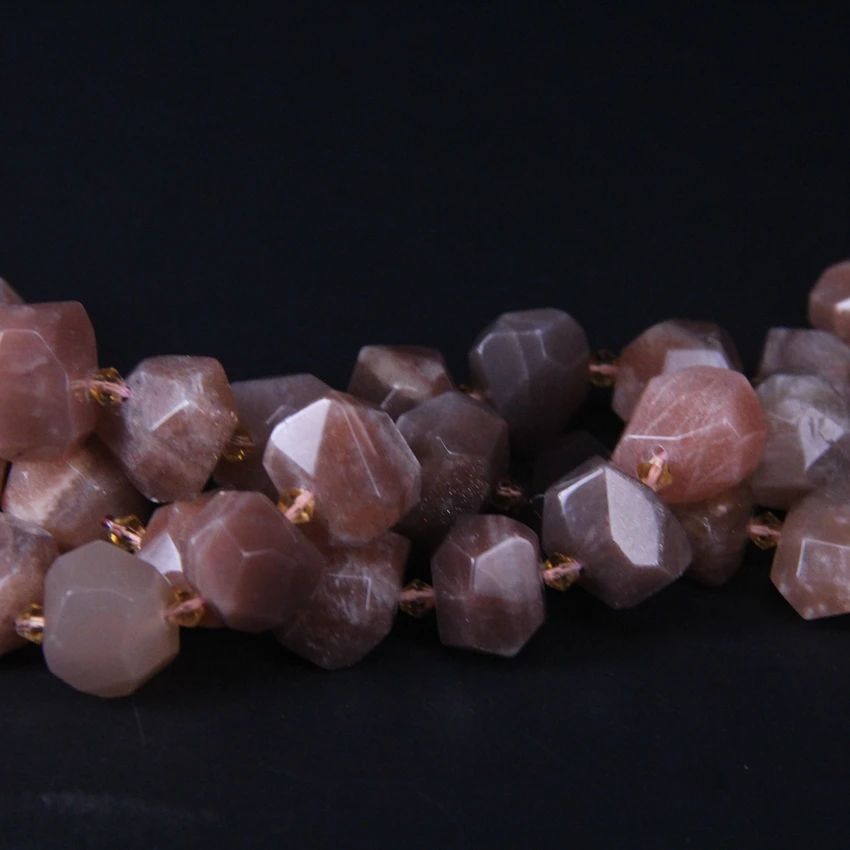 24pcs/strand,Natural Sunstones Faceted Nugget Beads,Cut Rough Orange Quartz Stone DIY Slabs Pendant Necklace Bracelet Making