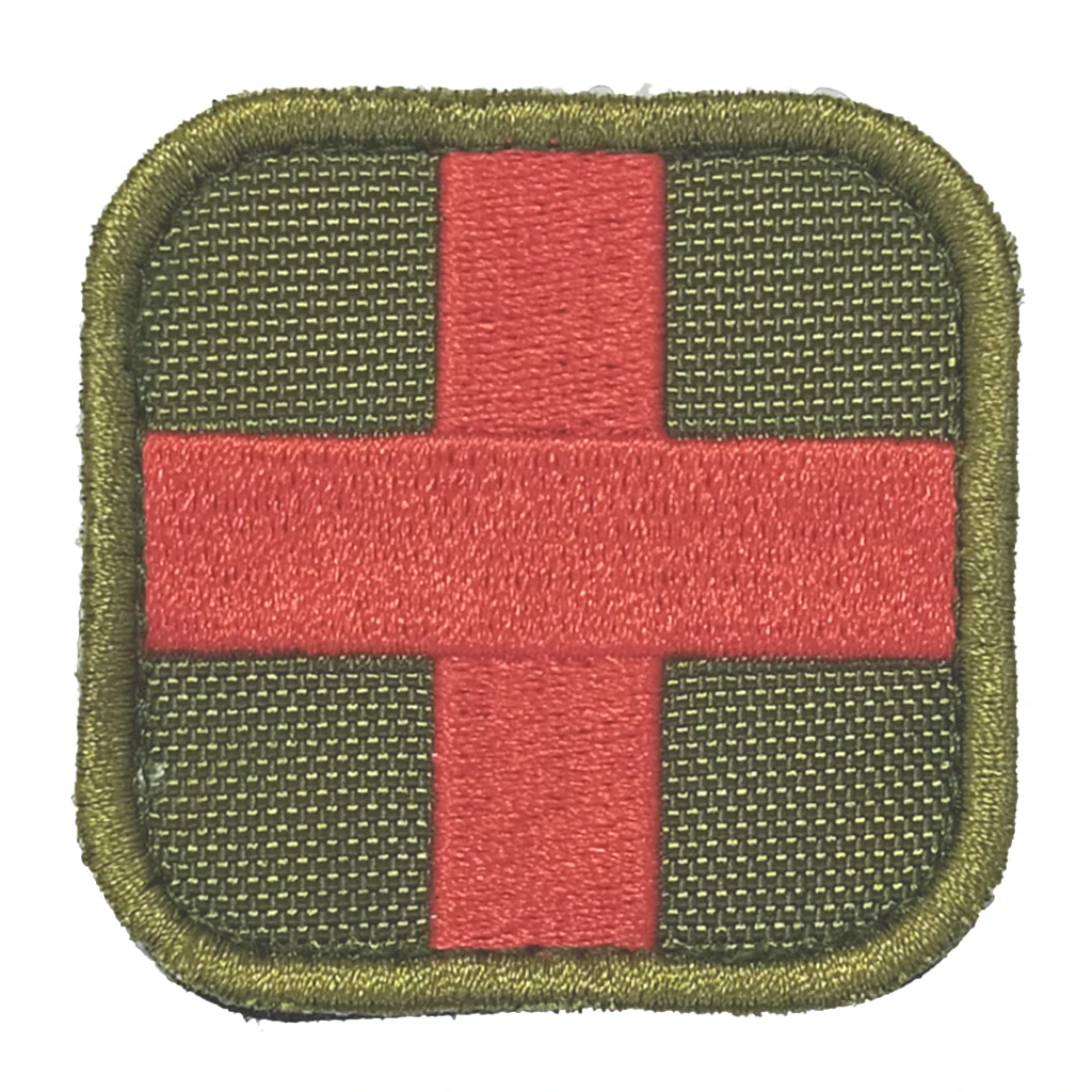 50 x 50mm Hook & Loop Embroidered Tactical Red Cross Medic Patch for Bag Backpack First Aid Kit Pouch