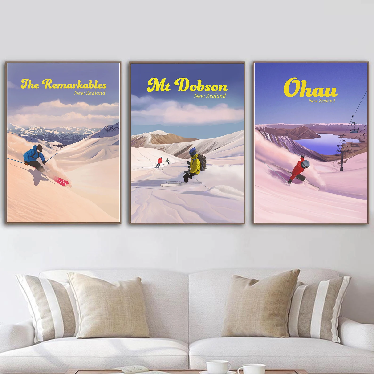Vintage Winter Sports Poster Ski Snowboard Art Print Poster Wall Pictures Skiing Picture Canvas Painting Mountain Decoration