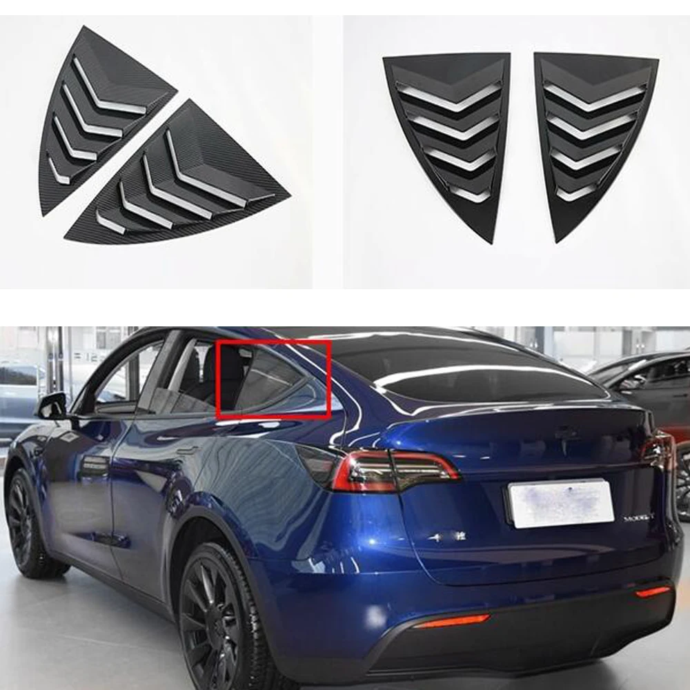 

New Auto Moldings For Tesla Model Y 2021 Rear Window Side Louvers Vent Trim Car Accessories Styling ABS 2 Colors