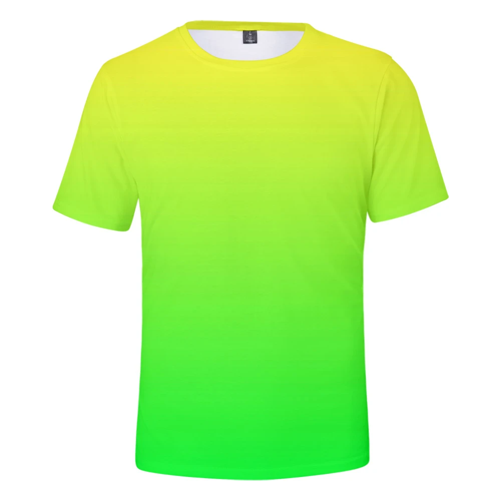 T-shirt Neon uomo/donna estate maglietta verde ragazzo/ragazza tinta unita top arcobaleno Streetwear Tee maglietta colorata stampata in 3D per bambini