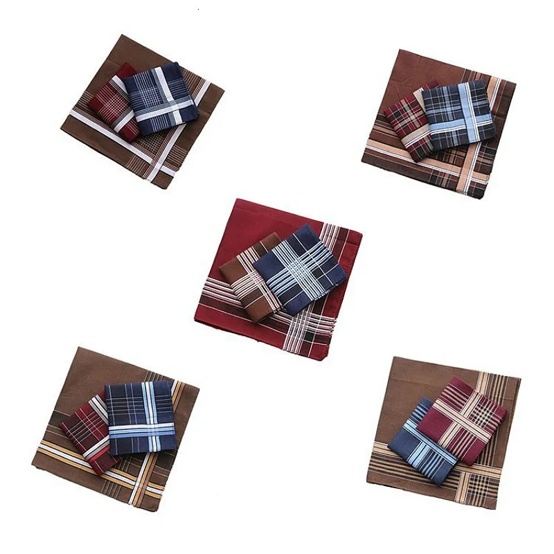 Men\'s High Quality Plaid Cotton Handkerchief To Send Elders Square Scarf Vintage Napkin Soft Sweaty Children Small Gift Harajuku