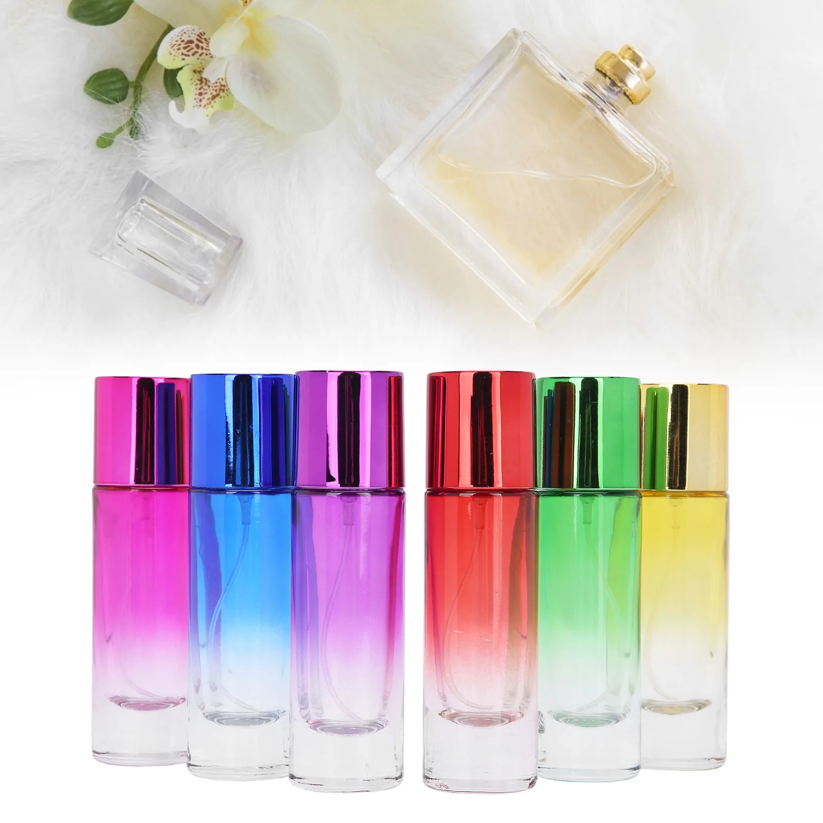 

6pcs 30ml Glass Perfume Bottle Portable Refillable Empty Glass Perfume Press Bottle