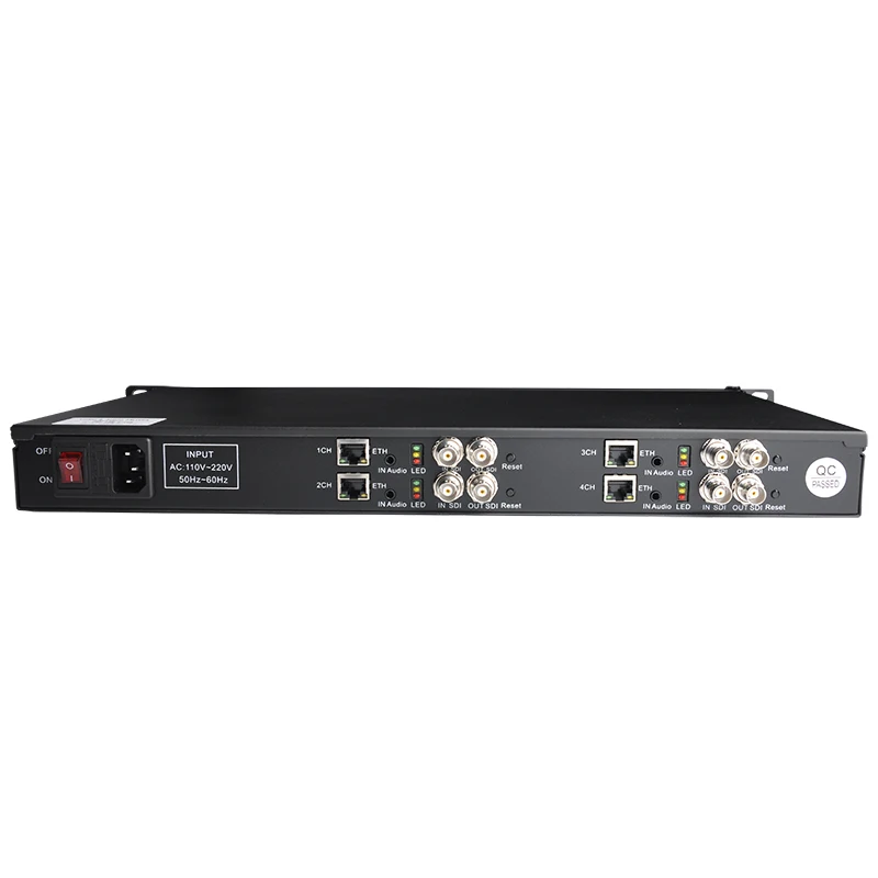 OTV-HE4S 1U Rack H265 H264 Video Streaming IPTV 4-Ch SDI SRT Encoder With SDI Loopout