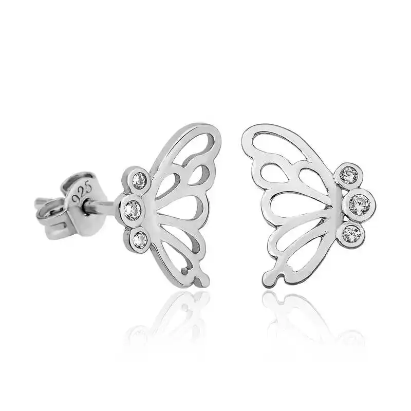 Silver Butterfly Womens Earrings 925 Sterling Women for Jewelry Wedding Party Birthday Gift - Box - Fashion - Girl - Special Days