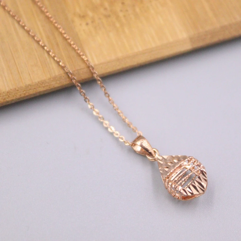 

New Solid Pure 18Kt Rose Gold Pendant Women Hollow Water Drop Pendant 0.6-0.8g Only Pendant