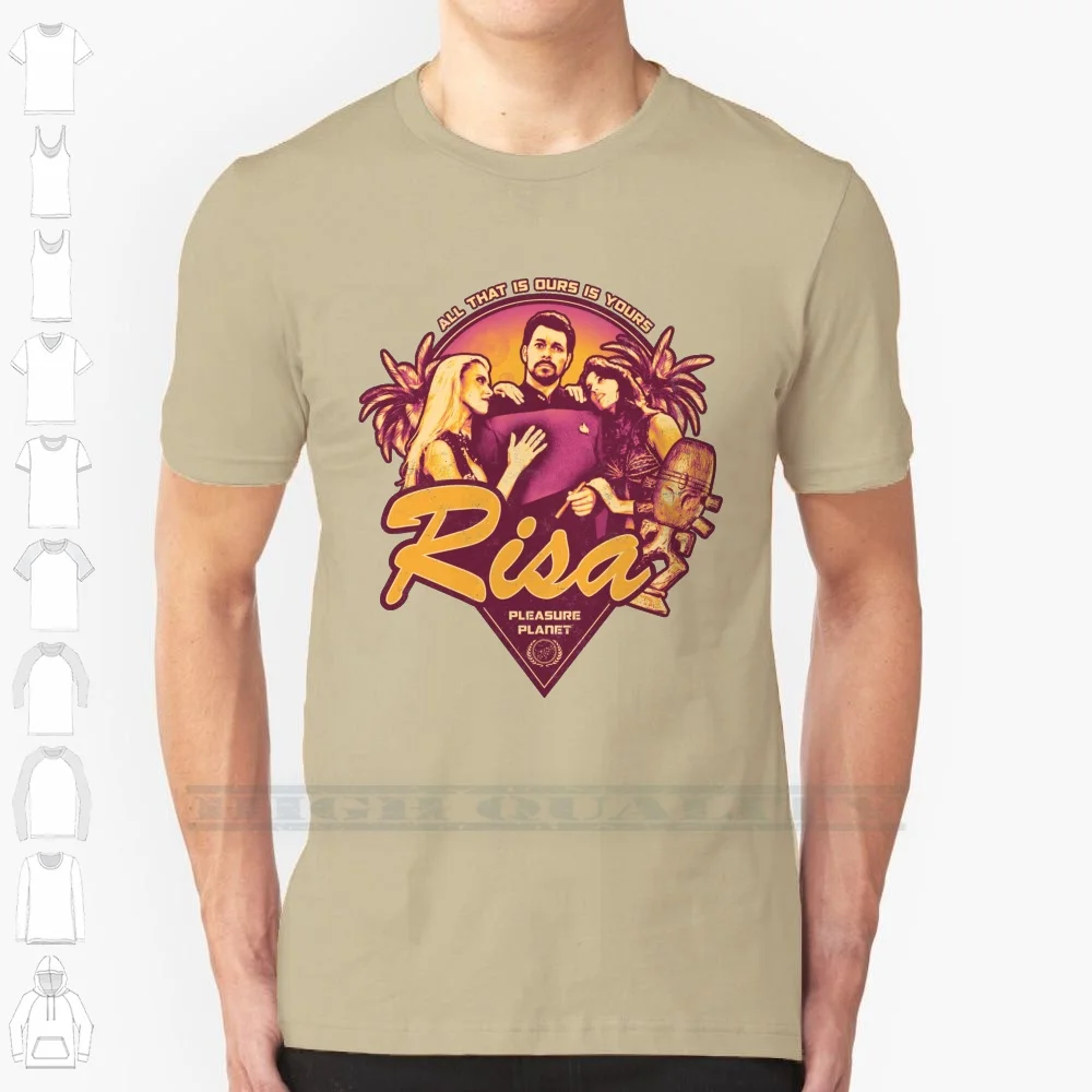 Risa Pleasure Planet 100% Cotton T Shirt Risa Pleasure Planet Parody Scifi Sci Fi Geeky Retro Science Fiction Tv Series Horgahn