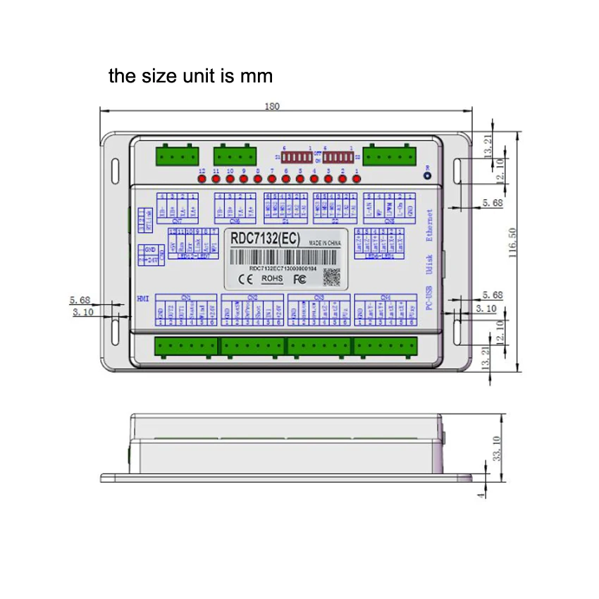 Ruida Drive-Control System Integration RDC7132 For Co2 Laser Cutting & Engraving Machine