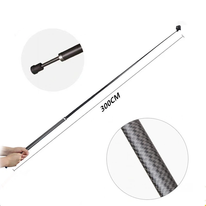 Top Deals Extension Rod Pole Edition Invisible Ultra-Long Carbon Fiber Selfie Stick For GoPro/Insta360 ONE X Accessories 3M