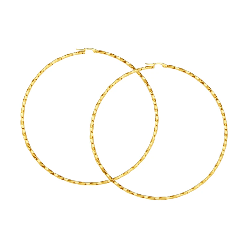 Hgflyxu Large Hoop Earring for Women Gold Color Stainless Steel Big Size Ear Circular Simple Party Jewelry New Hot