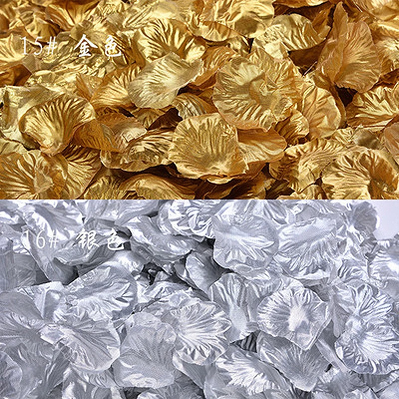 100pieces/pack wedding supplies wholesale simulation rose four leaf fake petals gold silver hand throwing flowers proposal