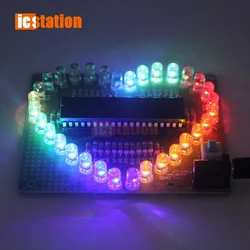 51 Single-chip Heart-shaped Water Light DIY Kit LED RGB Love Light Colorful Glare  Electronic Production DIY Send Program