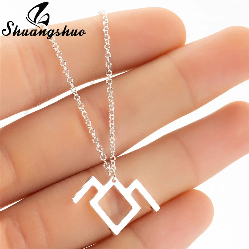 Shuangshuo Chic Mountain Pendants Necklaces Unique Design Fashion Jewelry for Women Double Twin Peaks Stainless Steel Necklace