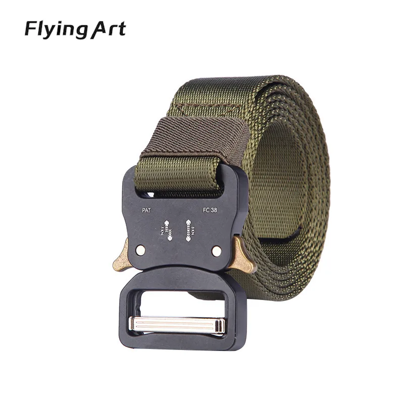 2021 fashion tactical belt luxury men's nylon army custom belt buckle logo outdoor metal buckle casual belt