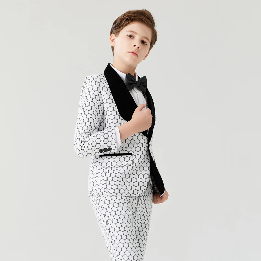 Boys dot suits for weddings Prom Suits Wedding Dress Kids tuexdo Children\'s Day Chorus Show Formal Suit Girls Piano Costume