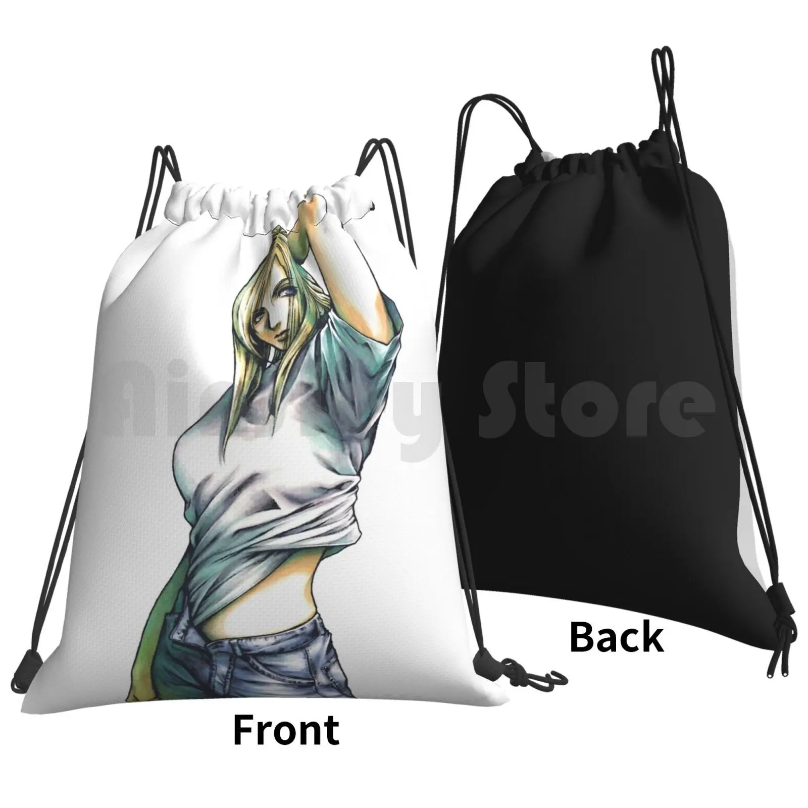 Aya Brea～Parasite Eve Backpack Drawstring Bags Gym Bag Waterproof Parasite Eve Aya Brea Girls Game Gamer Protagonist Rpg