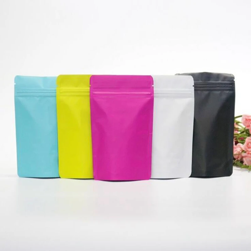 

2000pcs Multicolor Matte Stand Up Pure Aluminum Foil Packaging Bag Self Seal Mylar Self Seal Packing Pouch for Tea Food