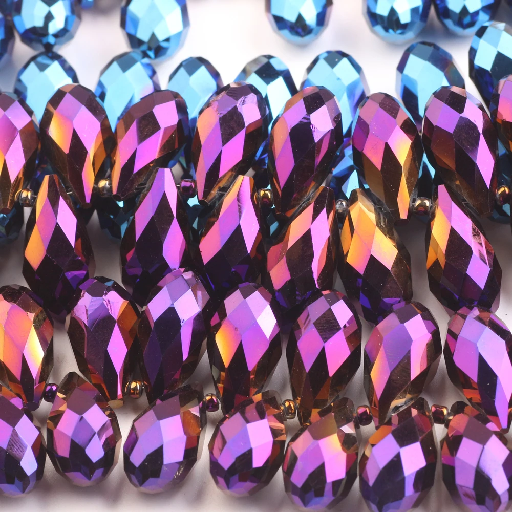 Austria Glass Teardrop Beads For Jewelry Making Necklace Diy Accessories Purple Faceted Crystal Briolette Beads Wholesale