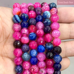 Natural Smooth Faceted Rose Pink Dream Fire Dragon Veins Agates Round Loose Beads 8mm for Handmade Jewelry Making 15'' Strand