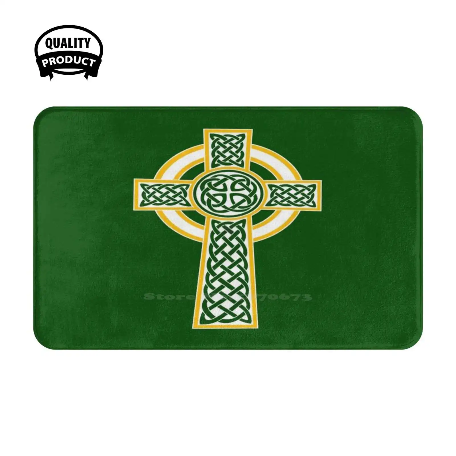 Day Cross White And Orange Soft Cushion Home Carpet Door Mat Car Rug Cross Knots Christian Ireland Day Saint Patricks Day Irish