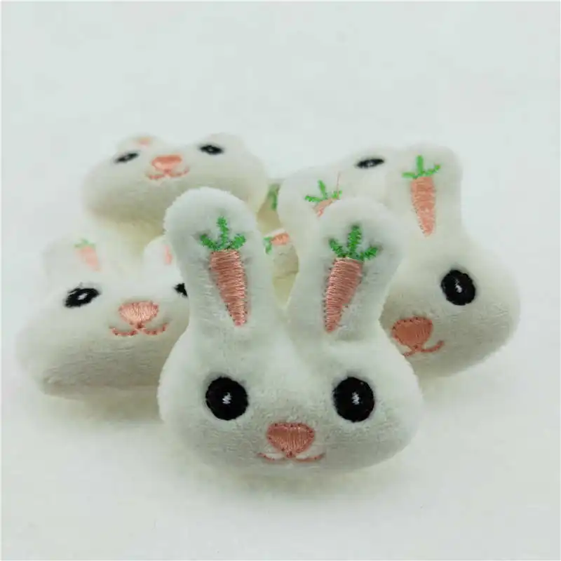 

12Pcs/lot 5.5*5cm cartoon white rabbit doll for hair clip accessories, plush padded appliques for sock accessories