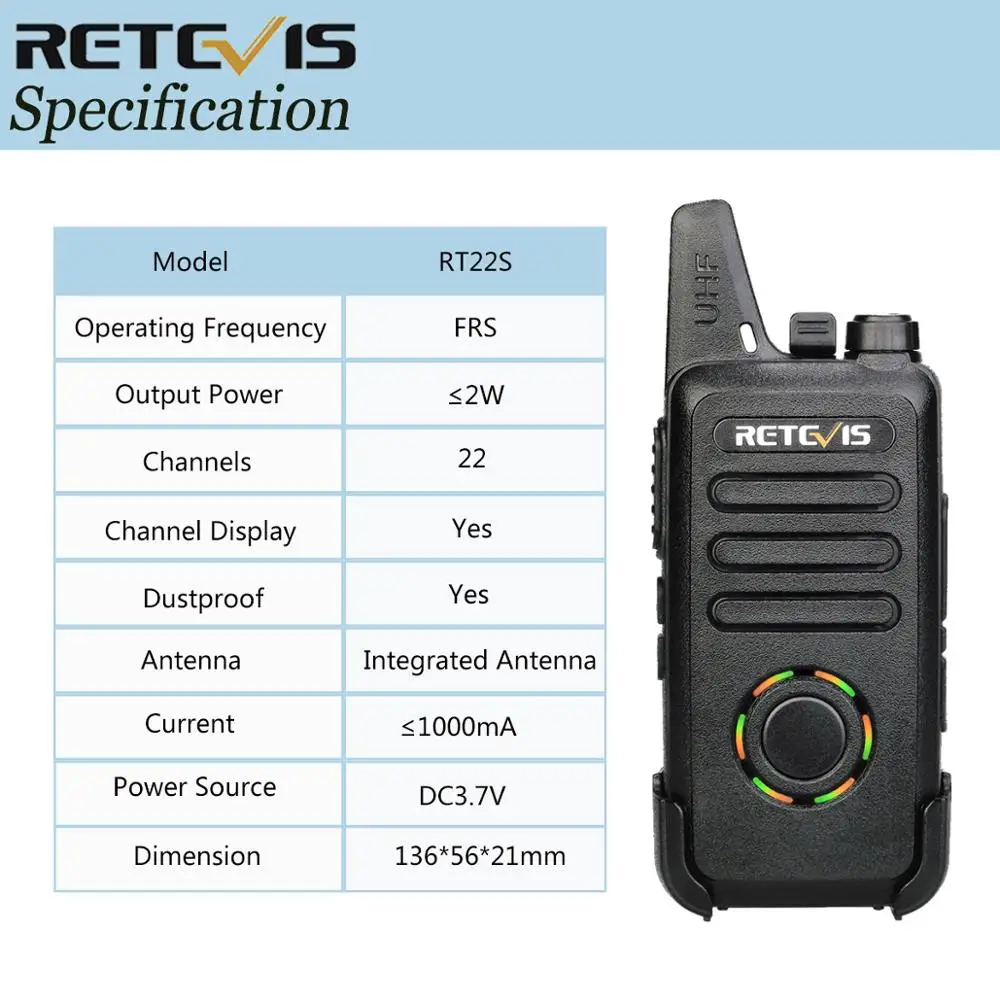 Imagem -05 - Mini Walkie Talkie Exibição Oculta Comunicador de Rádio Bidirecional Prático 2w Uhf Vox Hotel 10 Pcs Retevis-rt22s