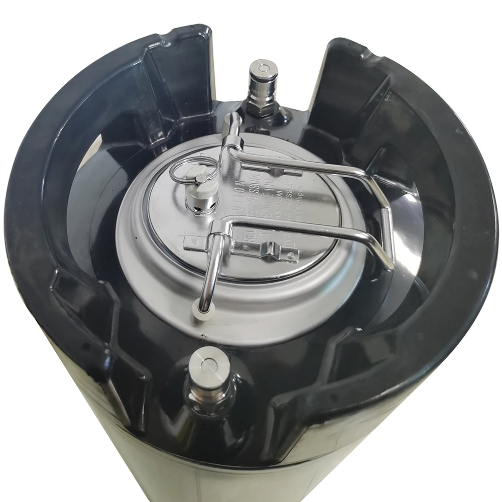 Stainless Steel Beer Keg with Rubber Handle, Leak Proof Top Lid, Barrel Barrel, Homebrew Growler, 9.5L, Ball Lock Type, 2.5 Gal