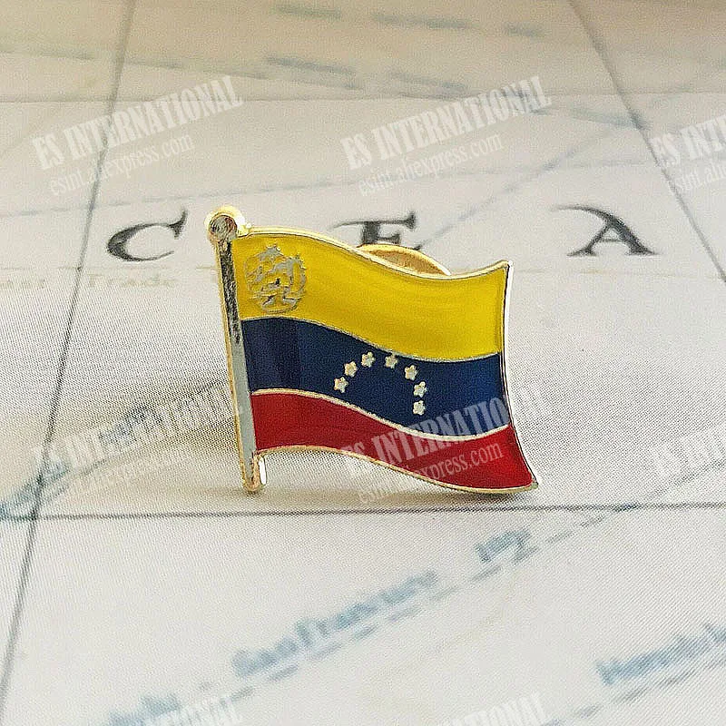 Spille da bavero con bandiera nazionale del Venezuela distintivo di smalto in metallo epossidico di cristallo spilla di vernice Souvenir Suit