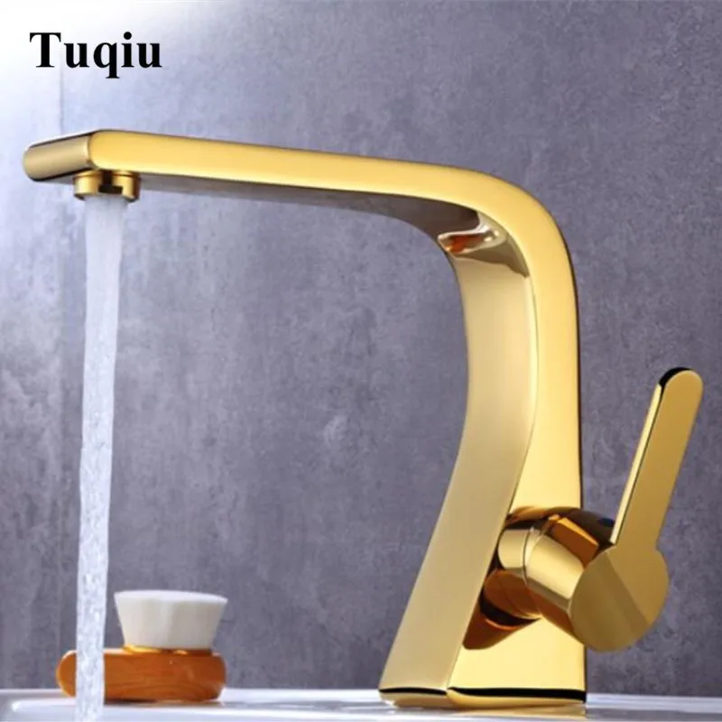

Vidric Basin Faucet Bathroom Copper Faucet Gold Sink Mixer Tap Toilet Sink Hot Cold Single Handle Square Sink Faucet