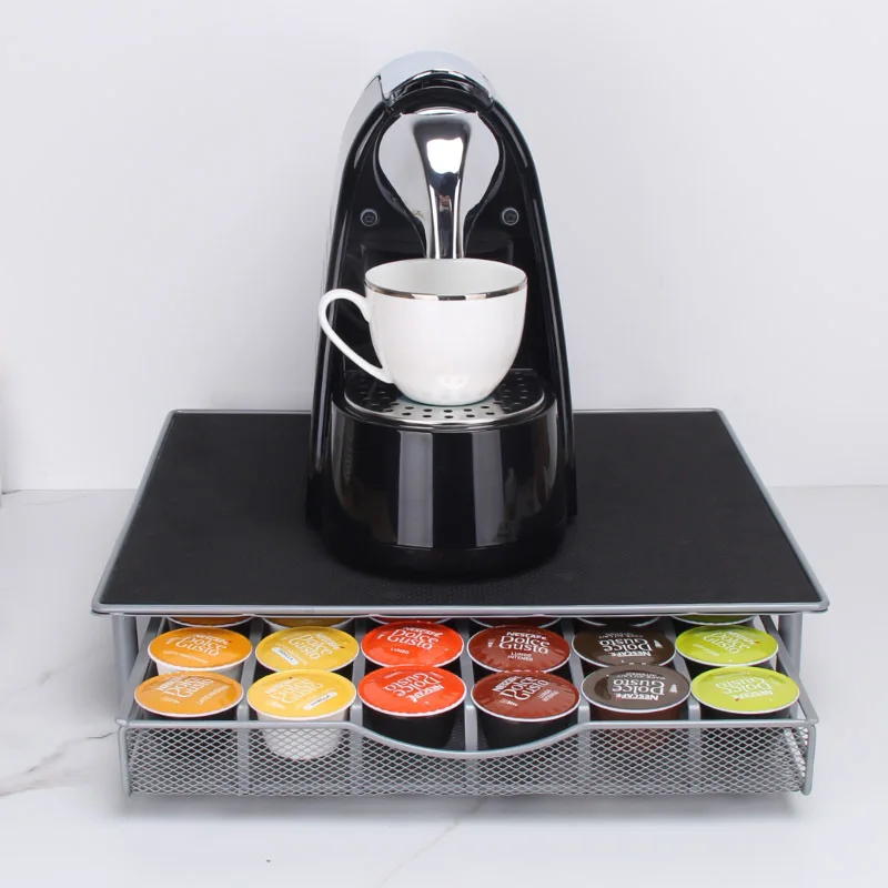 Metal Coffee Pod Holder Iron Chrome Plating Display Capsule Rack Stand Storage Shelves For Dolce Gusto Capsule