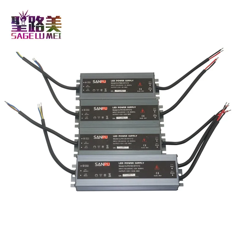 

LED ultra-thin waterproof power supply IP68 AC110V-220V to DC12V/ DC24V transformer 45W/60W/100W/120W/150W/200W/300W led Driver