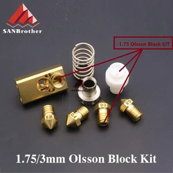 3D Printer Upgrade UM2+ 2 + UM2 Extended+ Olsson Block Nozzle Hot end Kit for 1.75/3mm filament Heater block Whole Price