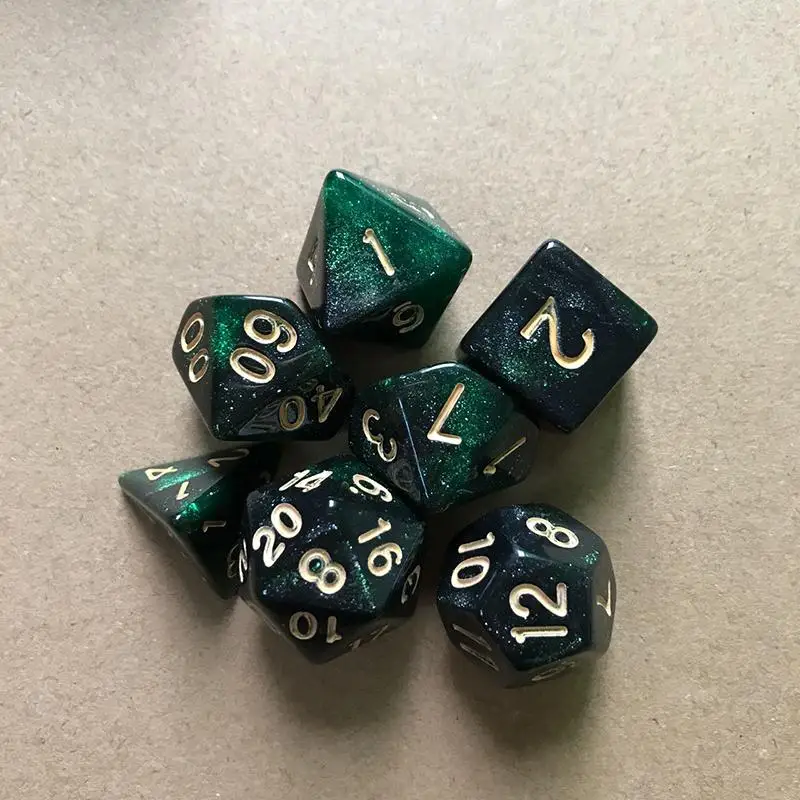 7PCS/Set Polyhedral Dice Starry Sky Multi-sided Dice Set Number Game Dice For DnD RPG 4 6 8 10 12 20 D4-D20