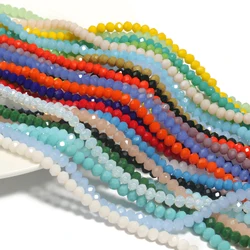 2mm/3mm/4mm Multicolor Small Faceted Crystal Glass Rondel Beads Loose Spacer Beads For Jewelry Making DIY Bracelet Necklace 15