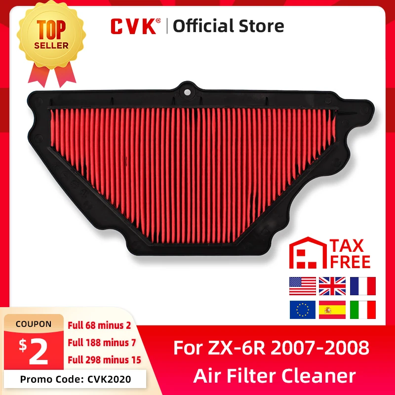 

CVK Replacement NEW High Quality Intake Air Filter Cleaner Element for Kawasaki ZX-6R ZX636 2007 2008 ZX6R 6R NINJA 07 08