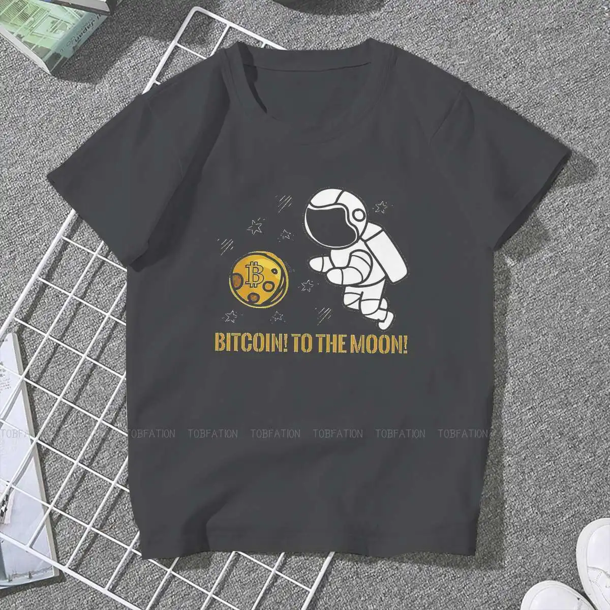 Fly To the Moon Female Shirts Bitcoin Cryptocurrency Art Oversized Vintage Women Top Harajuku Casual Feminine Blusas