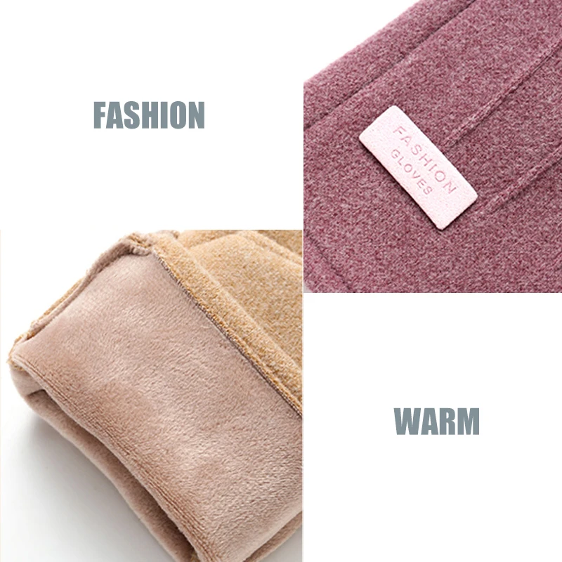 Simple Fashion Gloves Women Winter Vintage Full Finger Touch Screen Driving Cycling Warm Windproof Female Glove Mittens G060