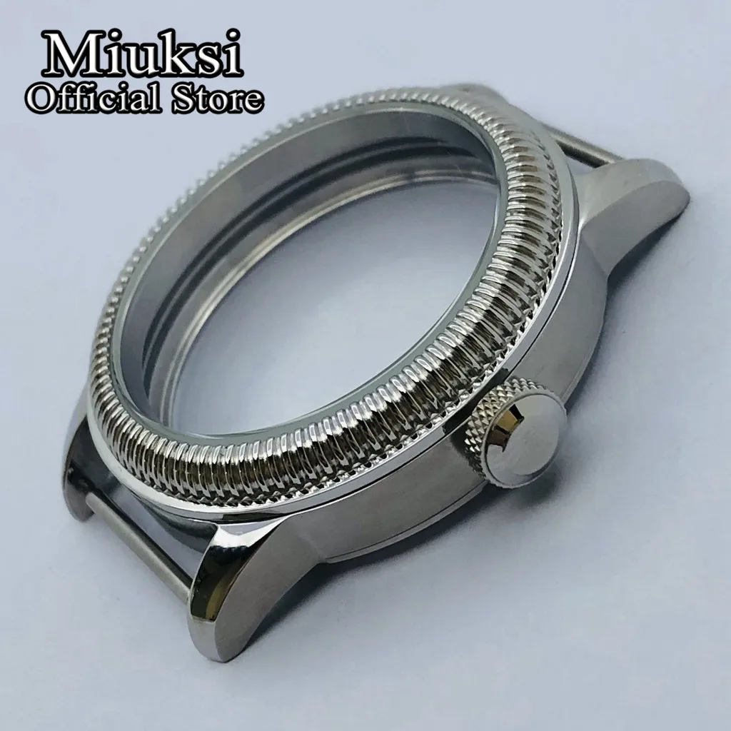 Miuksi 44mm silver stainless steel case fit ETA 6497 6498 Seagull ST3600 ST3620 ST36 series movement