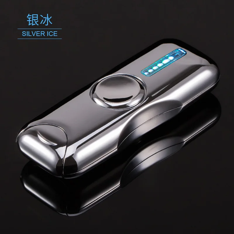 LED Hand Spinner Electronic Cigarette Lighters Flameless USB Electric Charging Plasma Lighter Fidget Spinner Finger Windproof