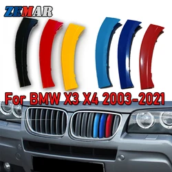 3pcs ABS Germany Flag Color Car Racing Grille Strip Trim Clip For BMW X3 F25 G01 E83 X4 F26 G02 Accessories 2003-2019 2020 2021