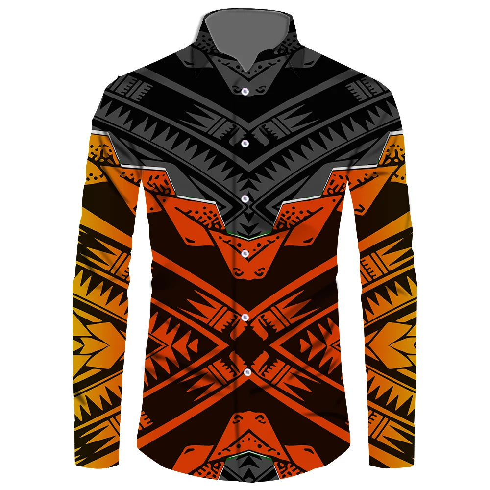 6XL Polynesian Men Tops Long Sleeve Shirts Samoan Summer Viking Autumn Puletasi Classics High Quality Retro Design