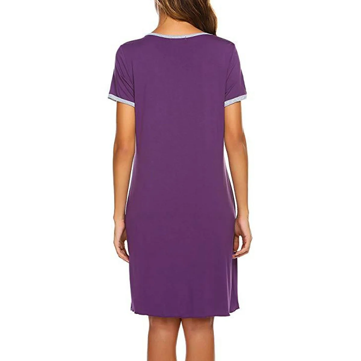 Soft Women Sexy Sleepwear Dress Cotton Solid Color Short Sleeve Nightwear Dress Lingerie Home Clothing New