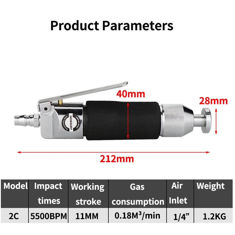 HIFESON 2C Pneumatic Mini Straight Massage Hammer Pneumatic Hammer Shoe Hammer Refined Steel Arc Hammer Head